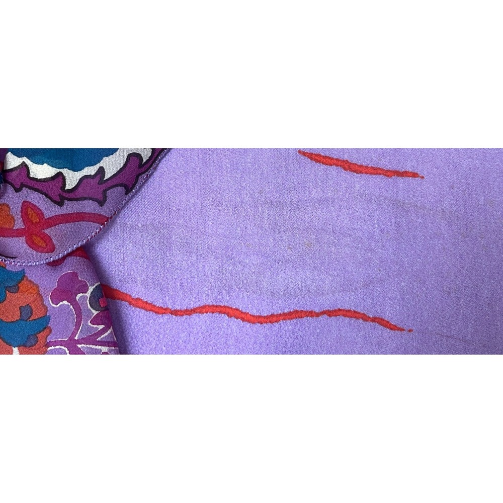 Emanuel Ungaro Paris Silk Ruffle Blouse Purple Floral Stripe Sleeveless IT 42 - Picture 13 of 13